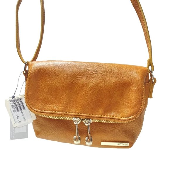 Kenneth Cole Reaction Purse New Brown Tan Leather Side Handbag, Brand New - Picture 1 of 12